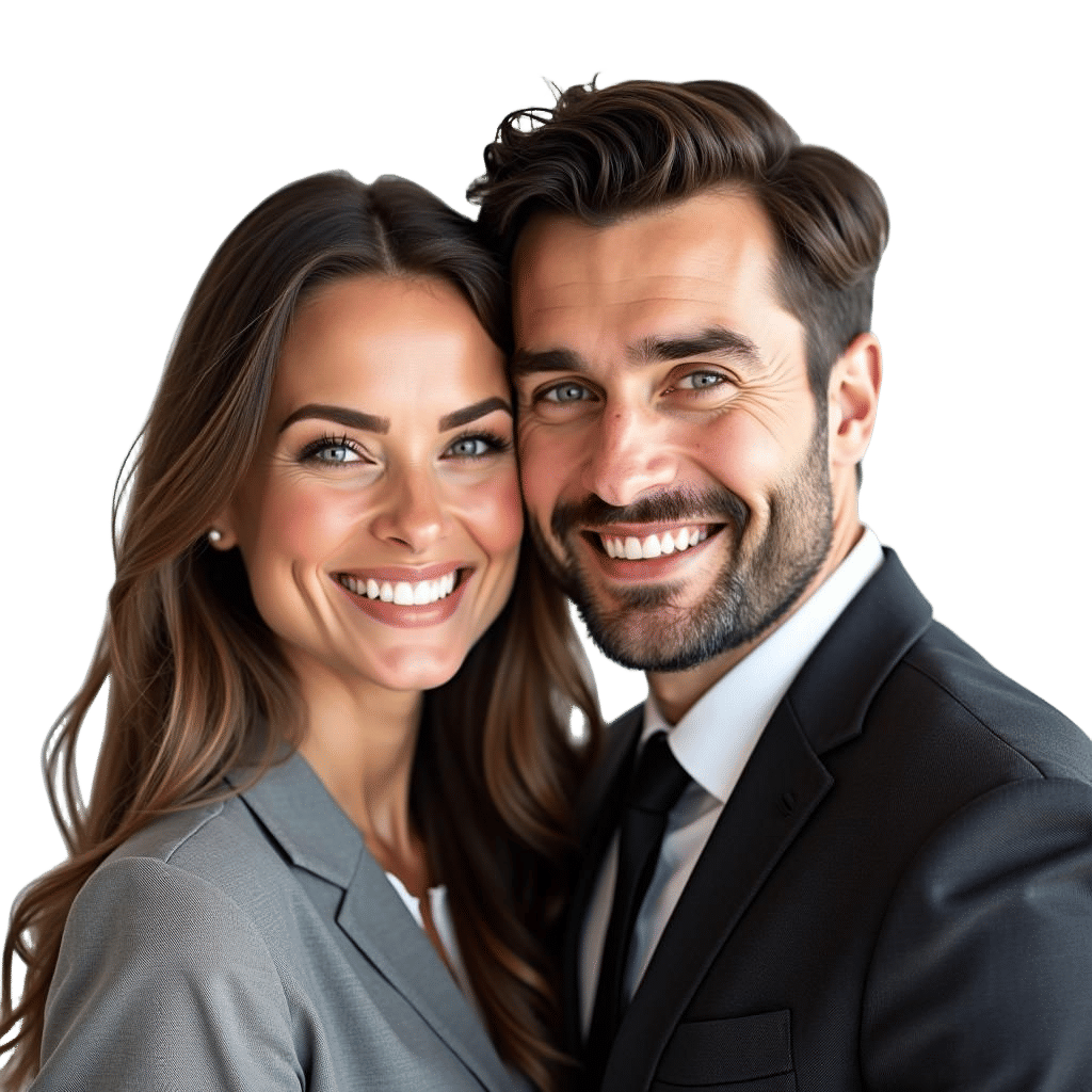 Smiling Couple Portrait with Studio Lighting
