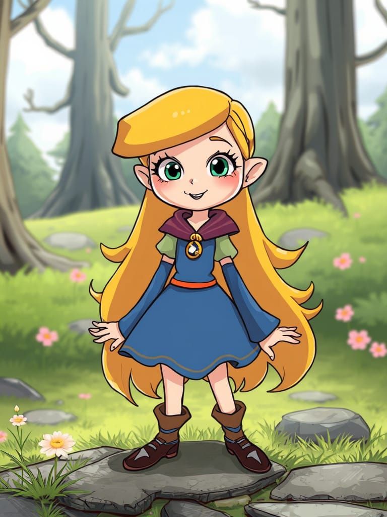 Rapunzel in Retro Cartoon Style