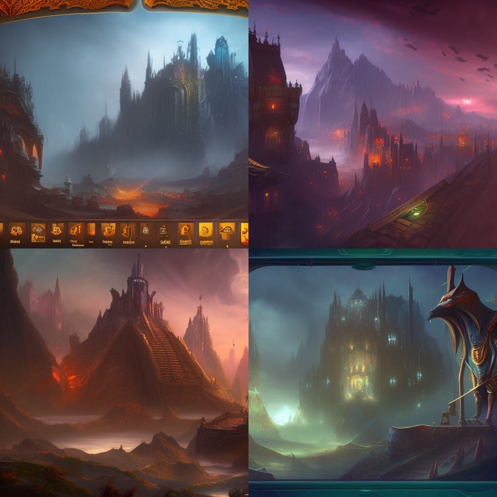 Fantasy Card Game Art in Detailed Matte Painting Style