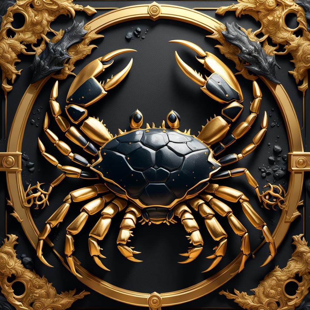 Golden Crab Family Crest: Detailed Matte Painting
