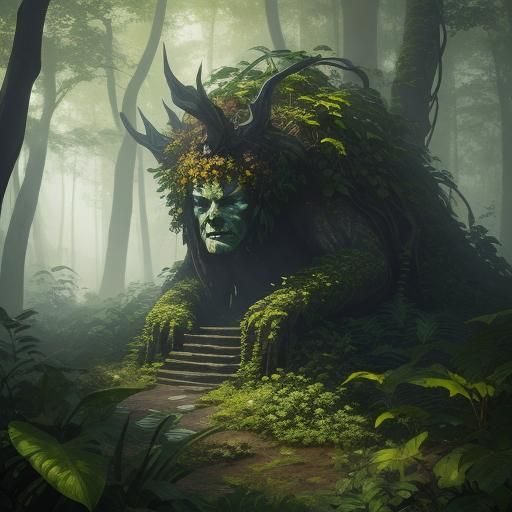 Verdant Forest Guardian in Frazetta-Inspired Style