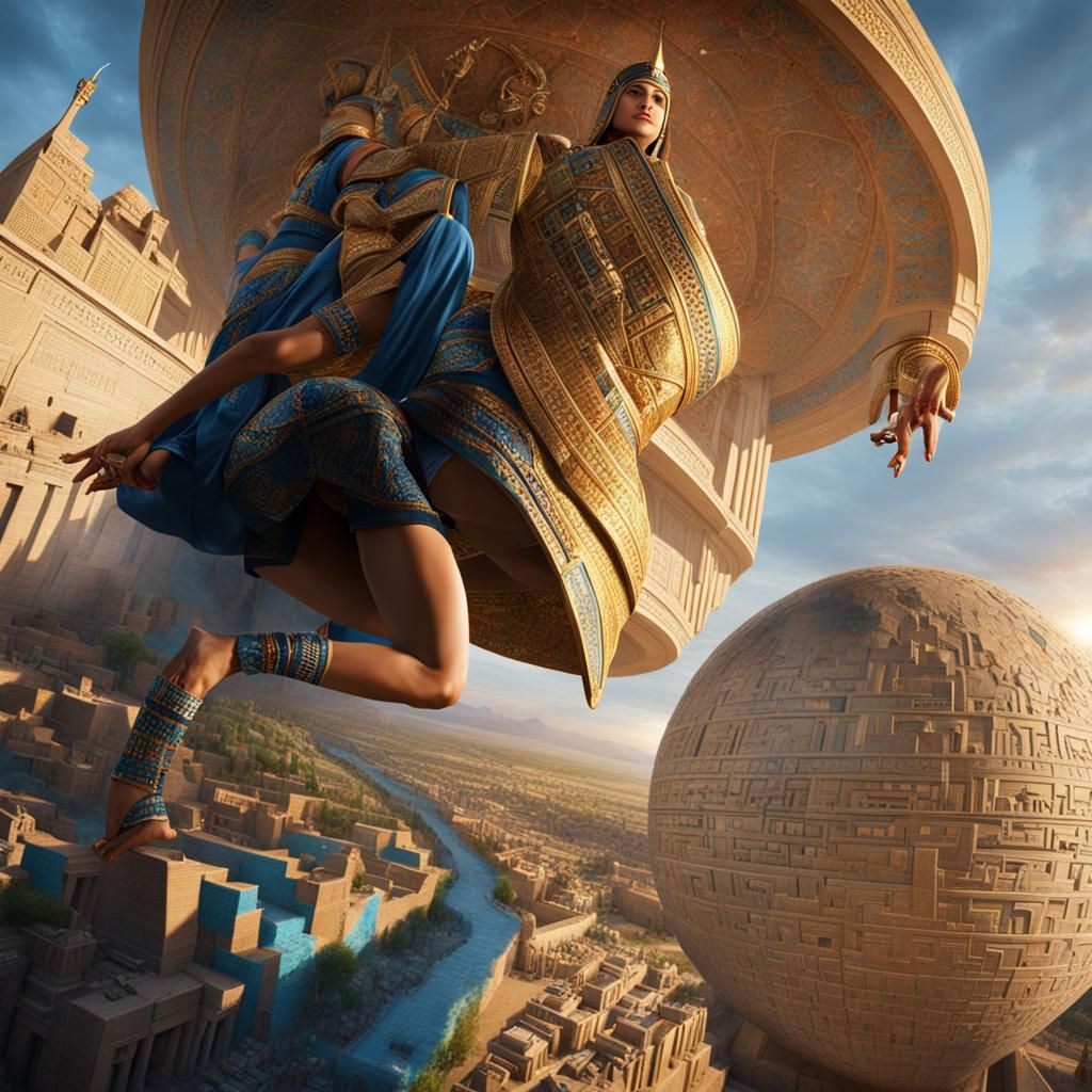 Hyperrealistic 3D Art of Sumerian City and Temple