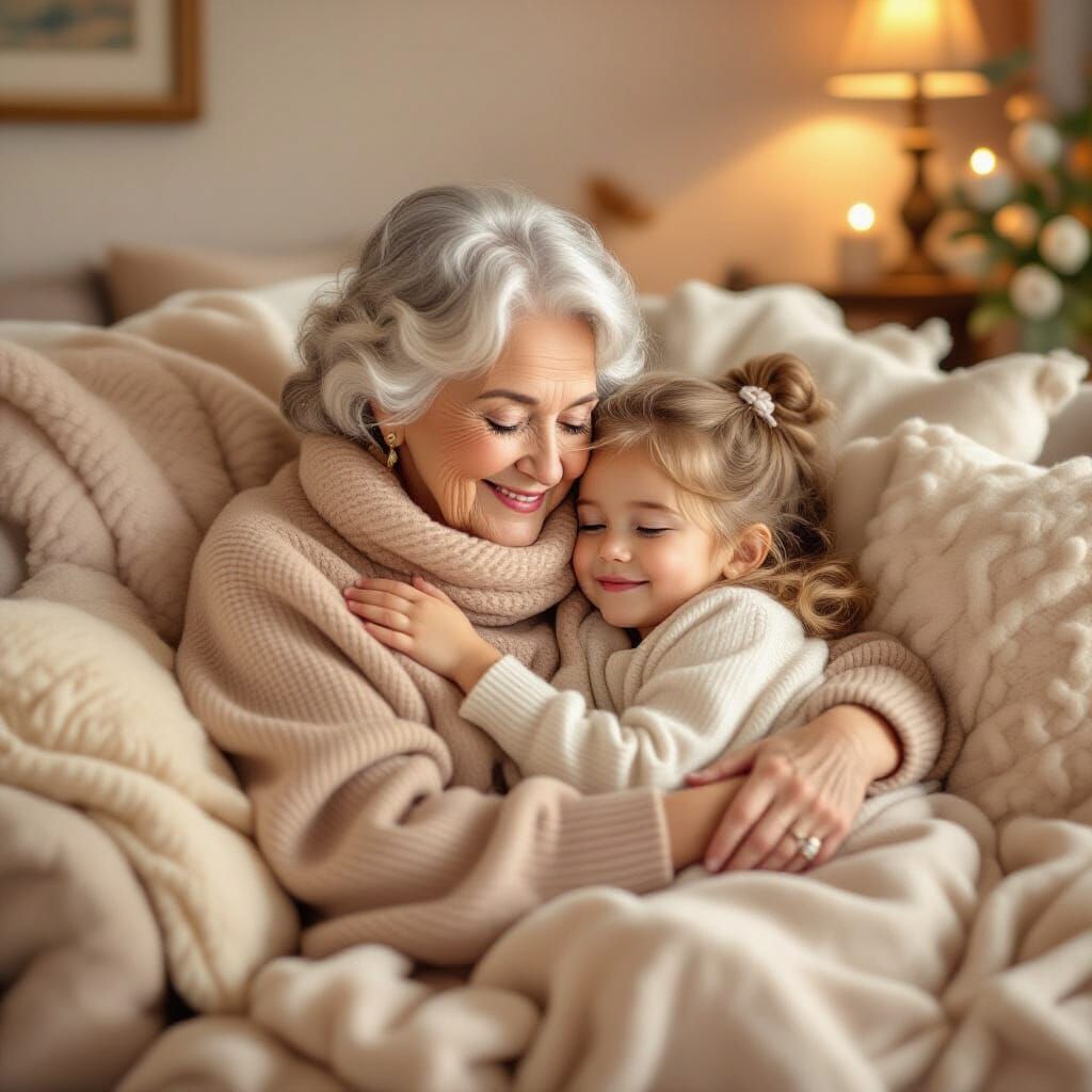 Grandma and granddaughter cuddling
