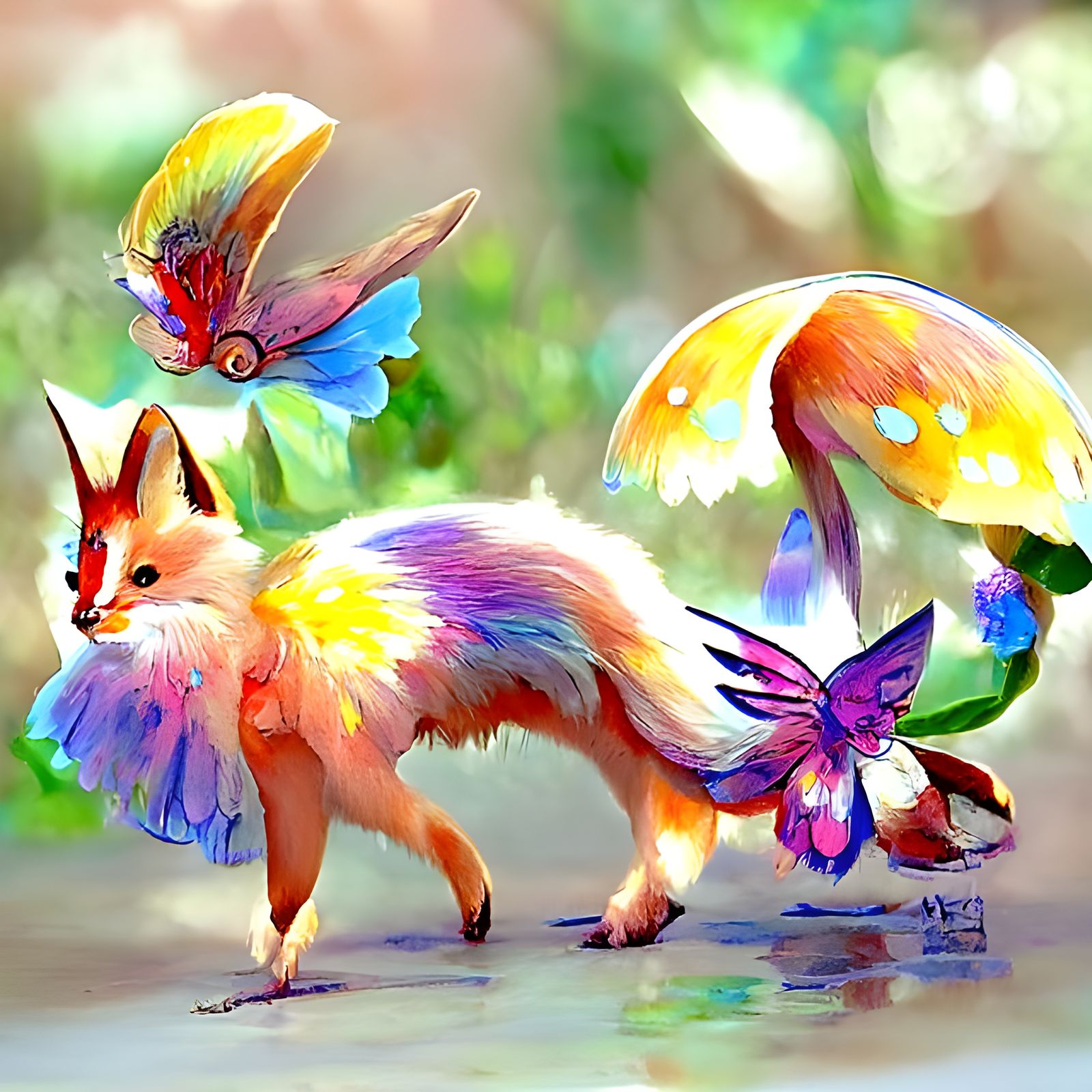Pastel Fairy Fox Pokemon in Ghibli Style