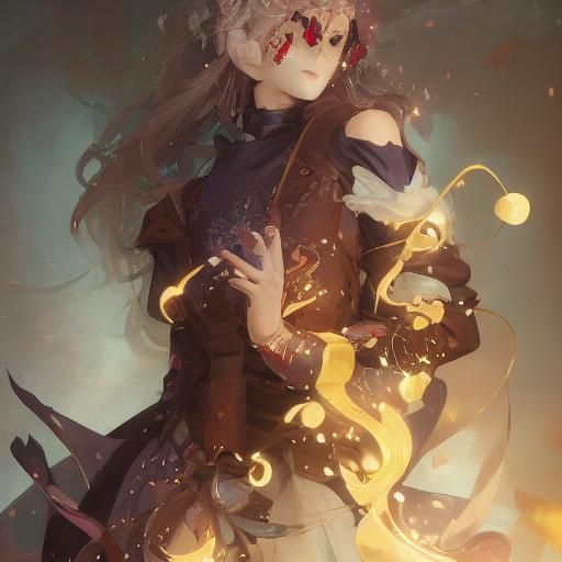 Magical Girl Portrait with Smirk, Detailed Concept Art