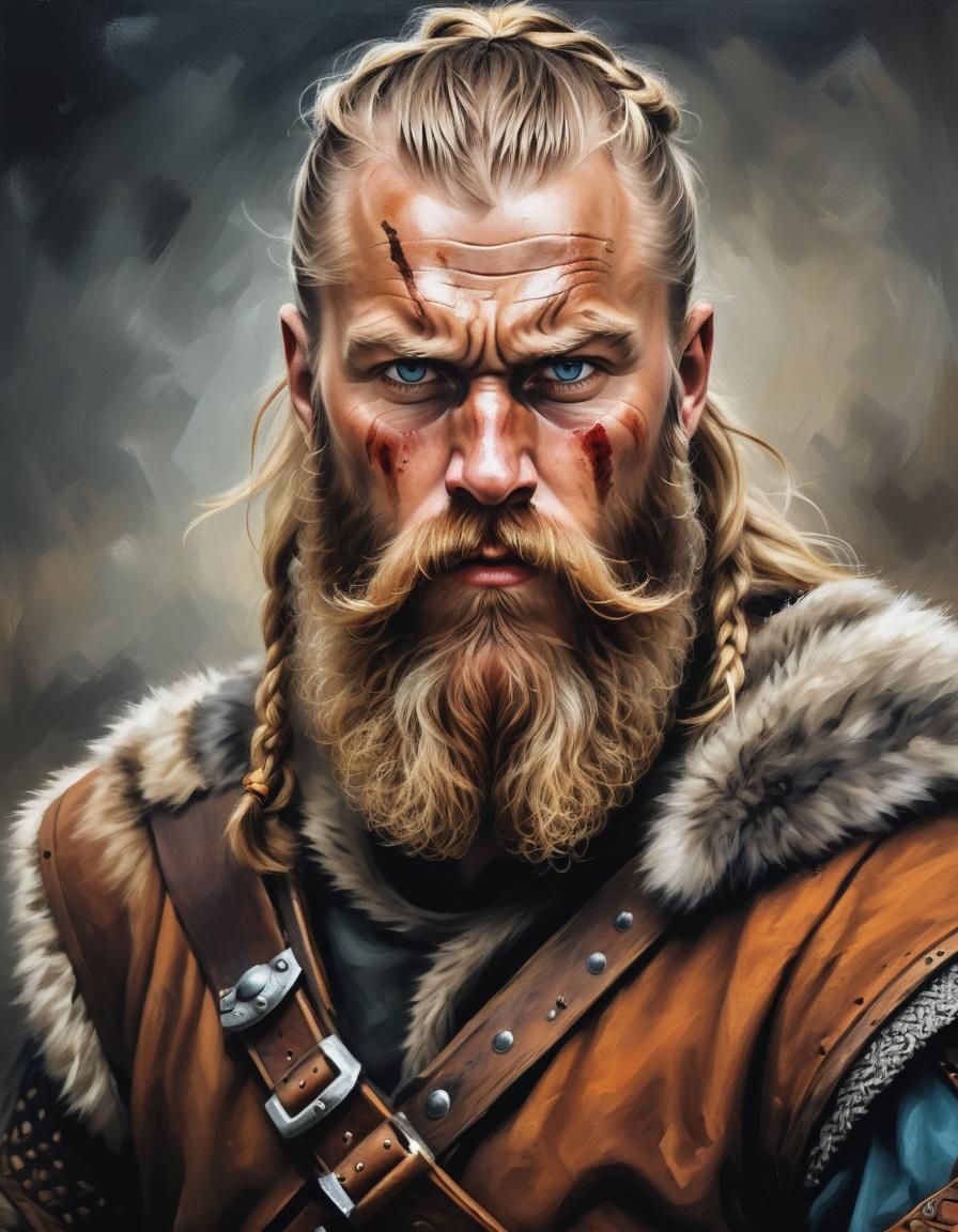 Viking Warrior in Nordic Medieval Art Style