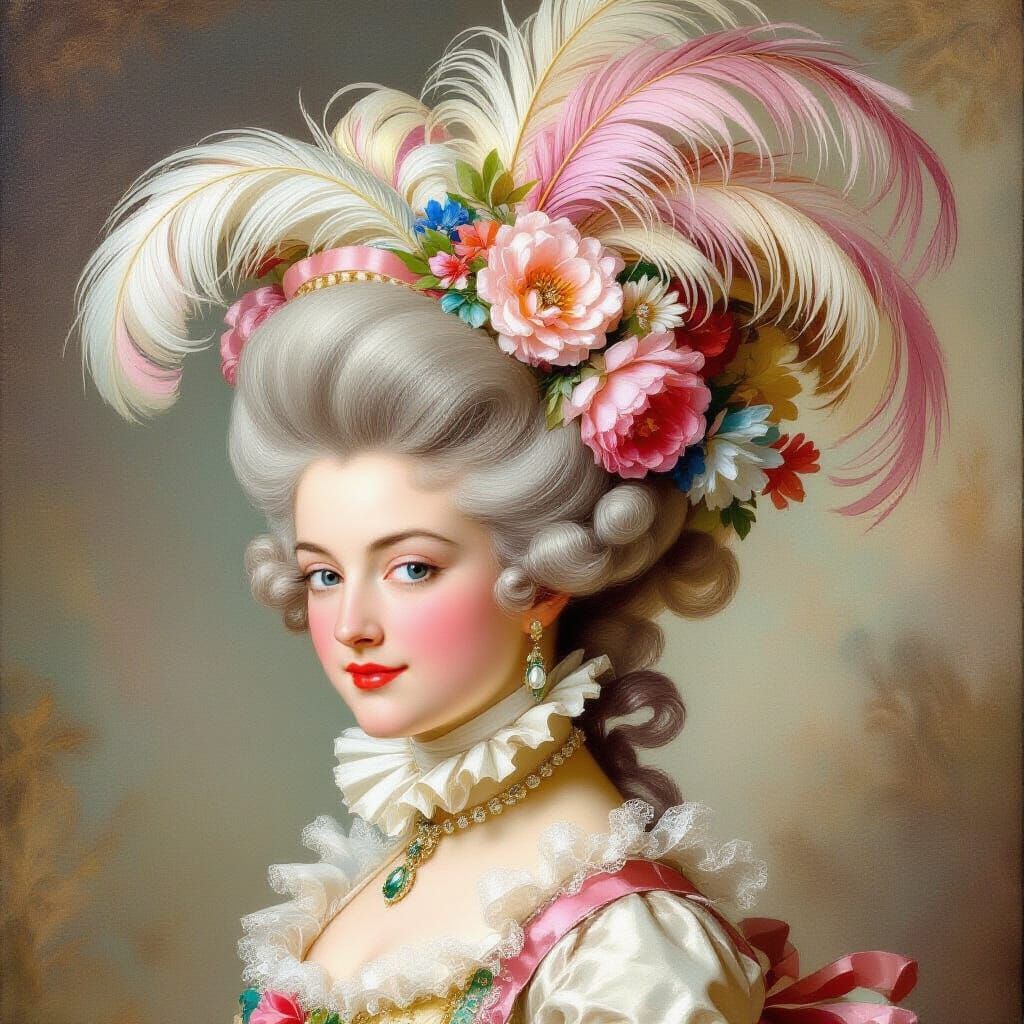 18th Century Lady's Extravagant Rococo Hairstyle