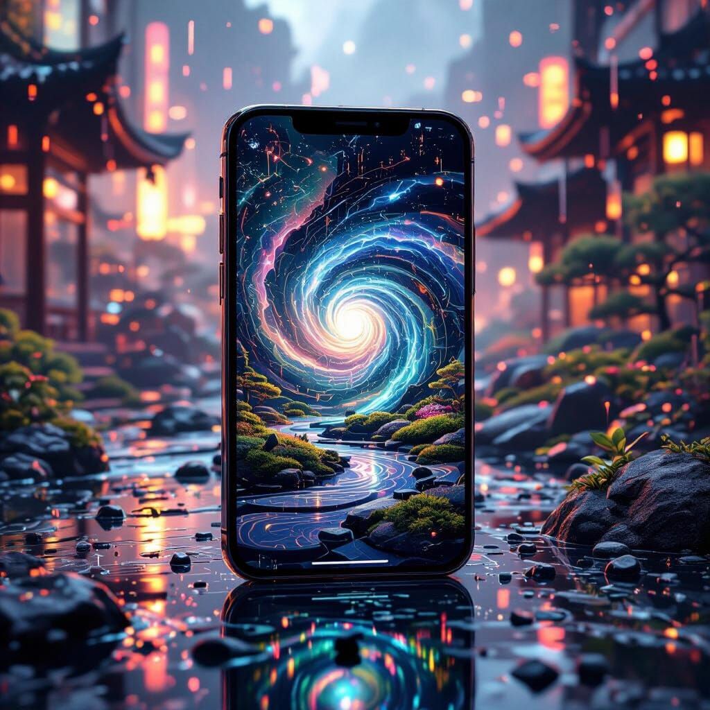 Zen Garden Vortex on Mystical Smartphone