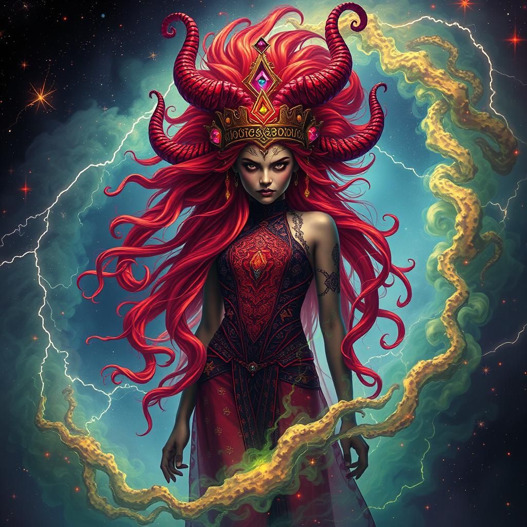 Fiery Demoness in Cosmic Vortex, Holographic Style