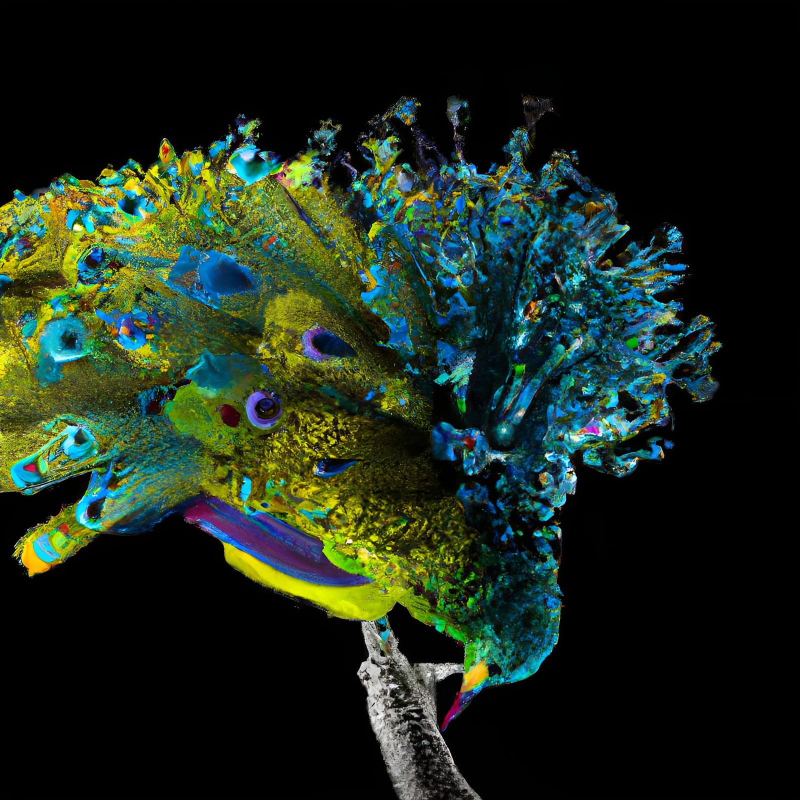 Abstract Neon Bird in Hyperrealistic Style