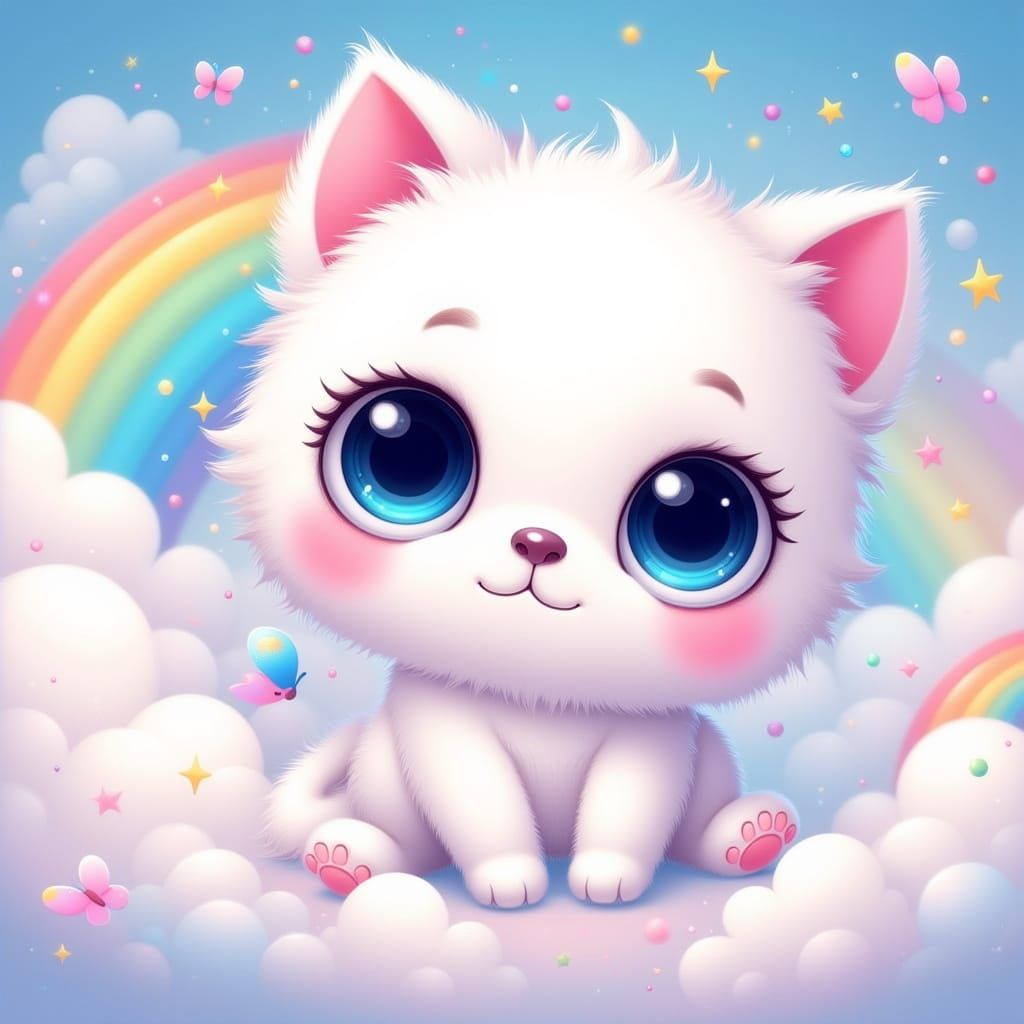 fluffy white kitten