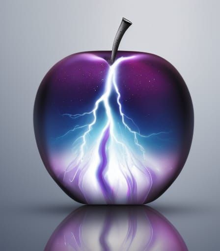 Lightning Strikes Glass Apple: Hyperdetailed Illustration