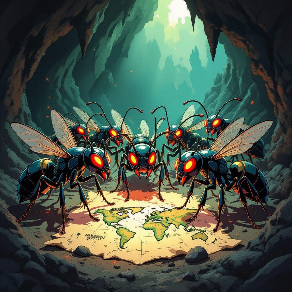 Super Ants Plot World Domination in Comic Book Style