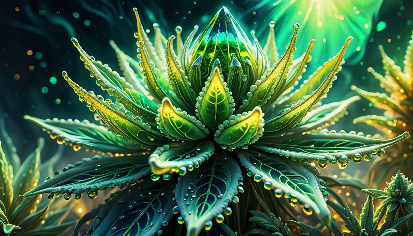 Surreal Alien Weed with THC Crystals: Sci-Fi Art