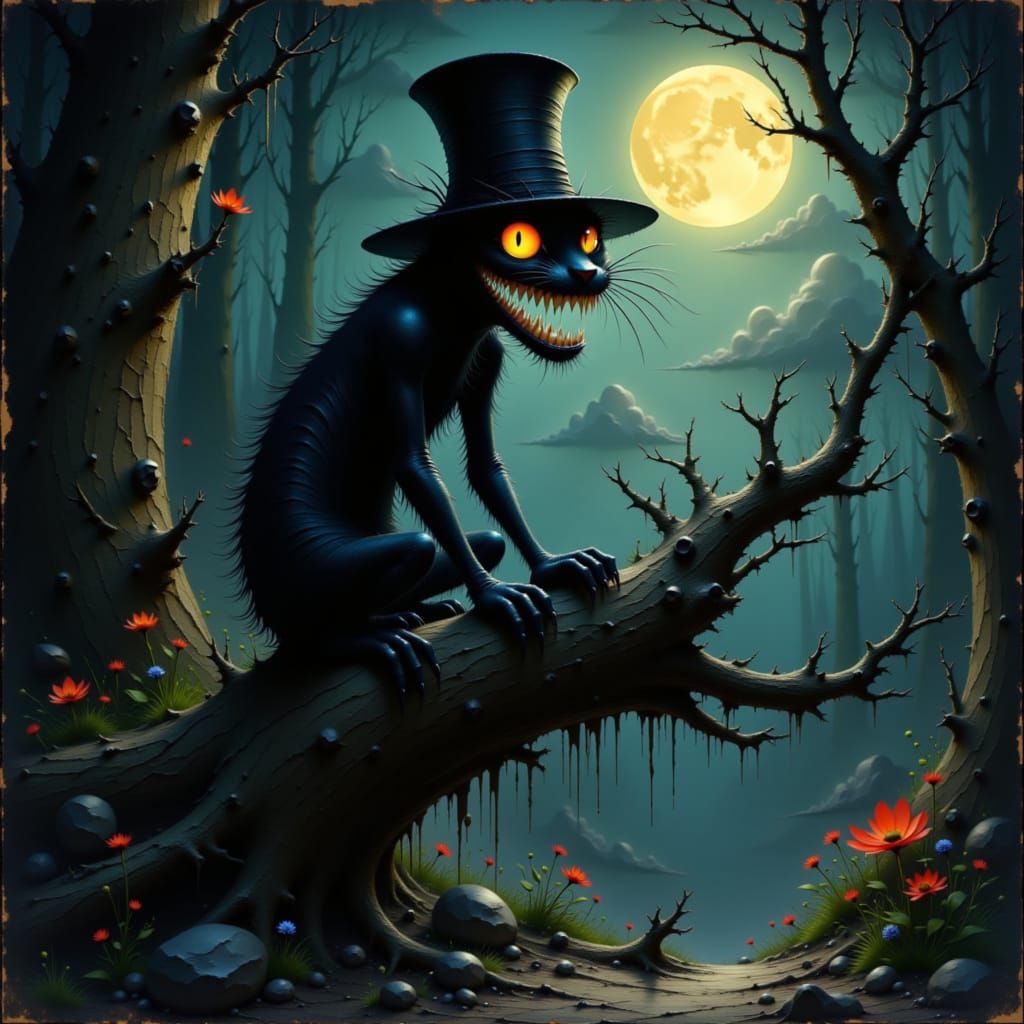 Cheshire Cat's Grin: A Dark Whimsical Vision