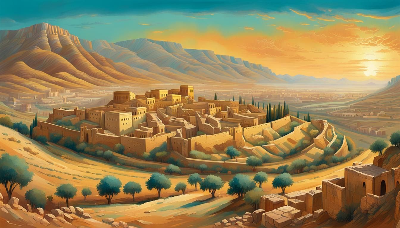 an image of the ancient city of Jericho from biblical times,...