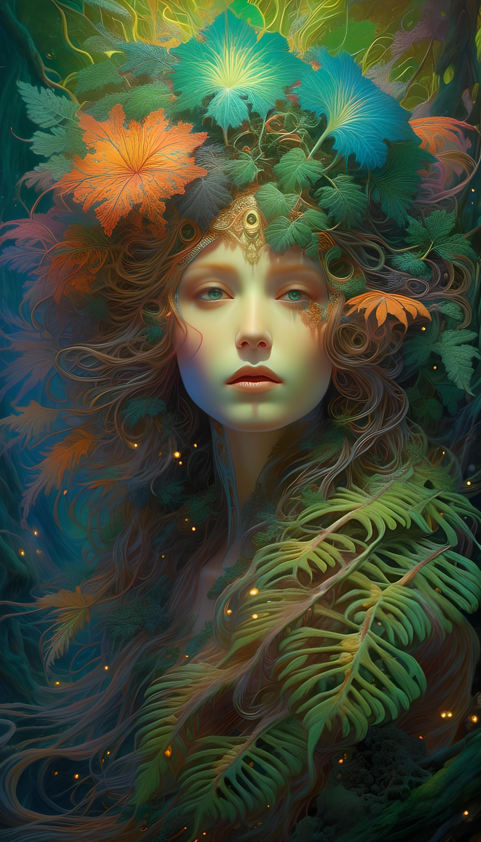 Ethereal Fairy Forest Goddess in Art Nouveau Style
