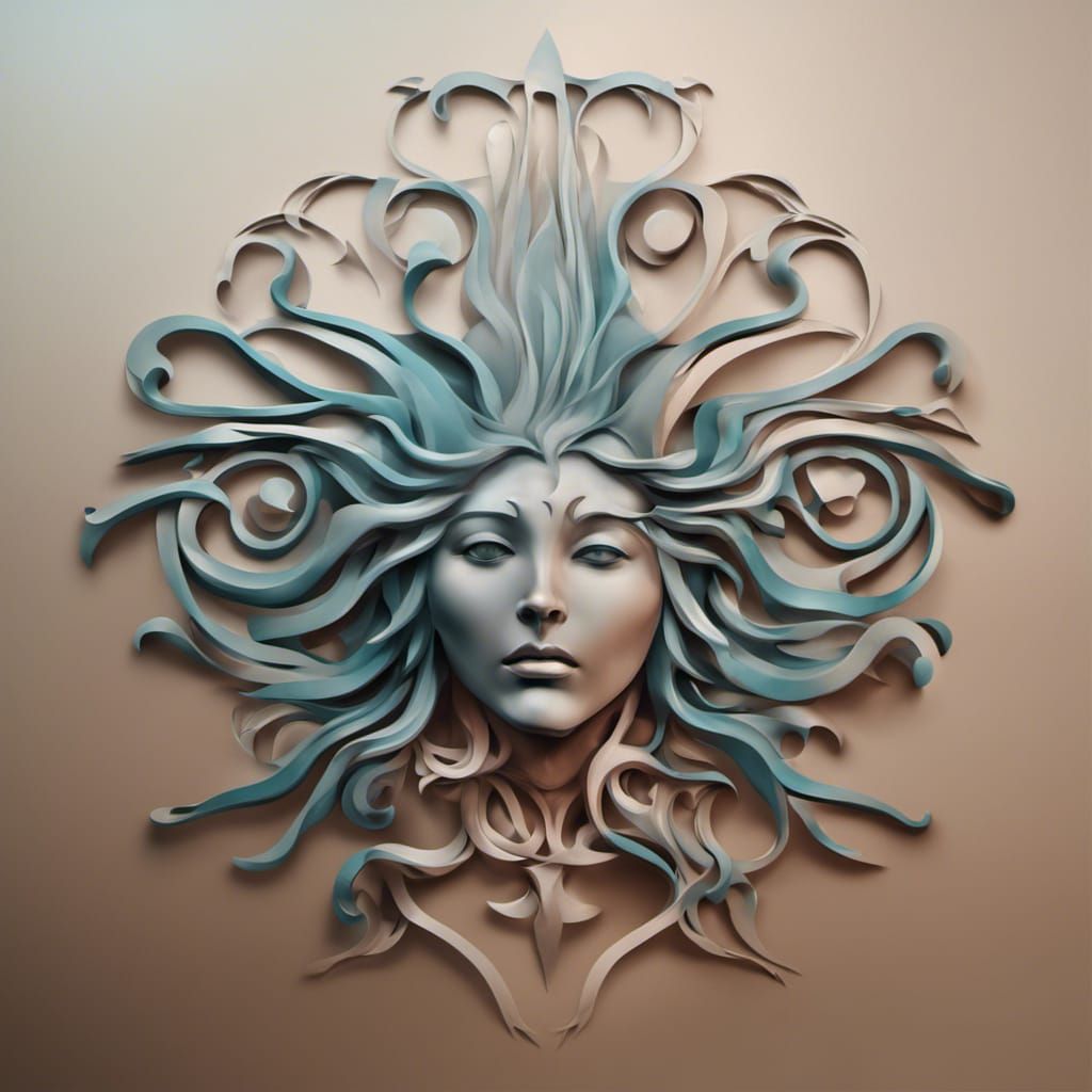 Modern Trinacria Symbol: Medusa Head Bas-Relief