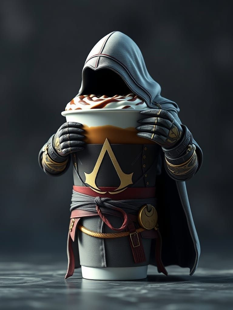Mocha Coffee Cup Assassin in 3D Anime Style