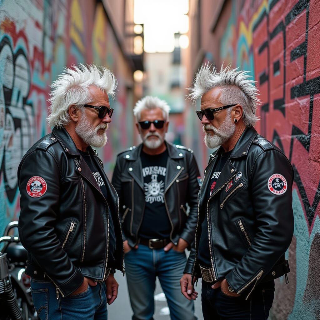 Veteran Punk Rockers in Graffitied Alleyway