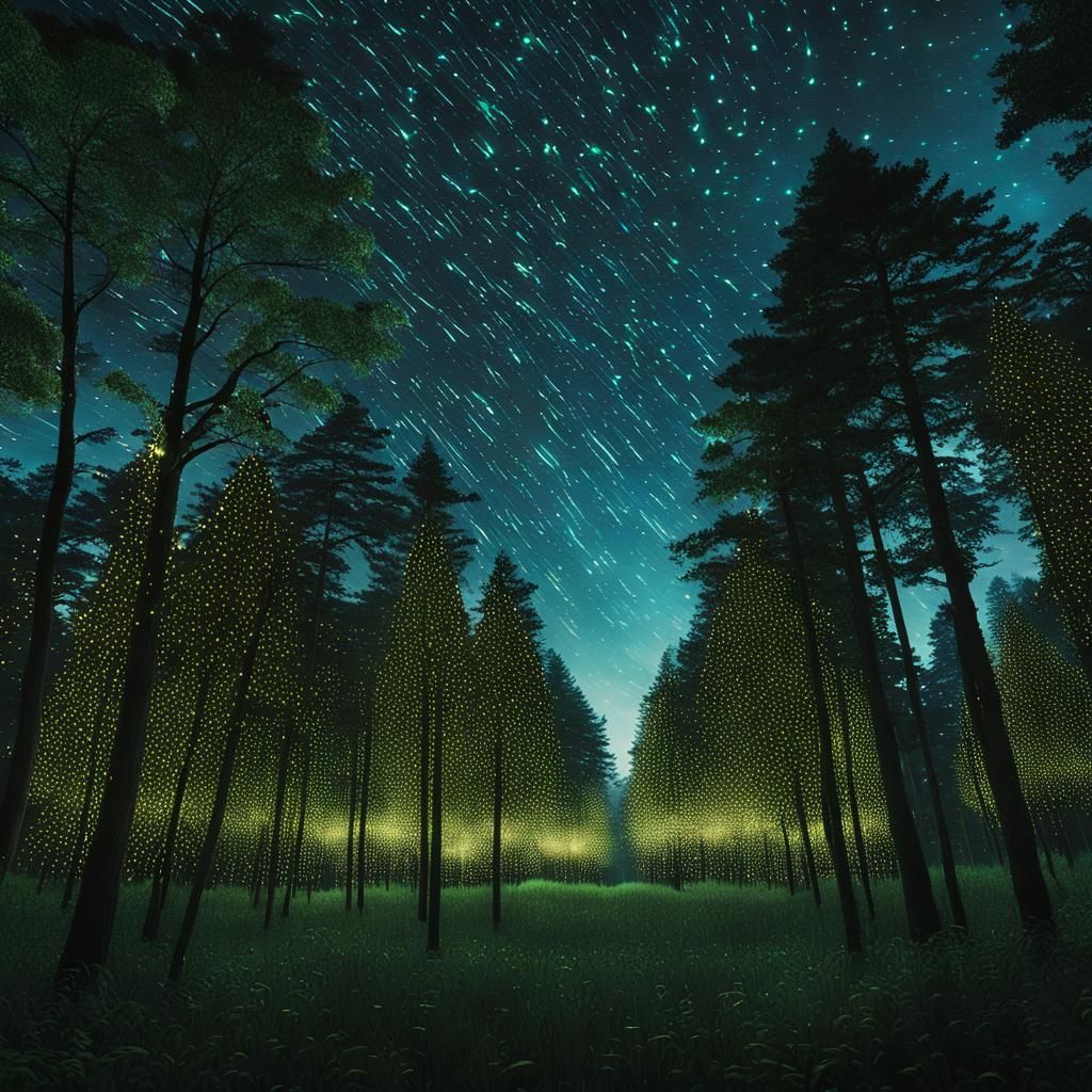 Synchronized Fireflies Light Up Magical Forest Grove