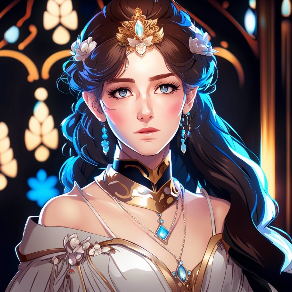 Gorgeous Anime Princess Portrait in Hyperdetailed Manga Styl...
