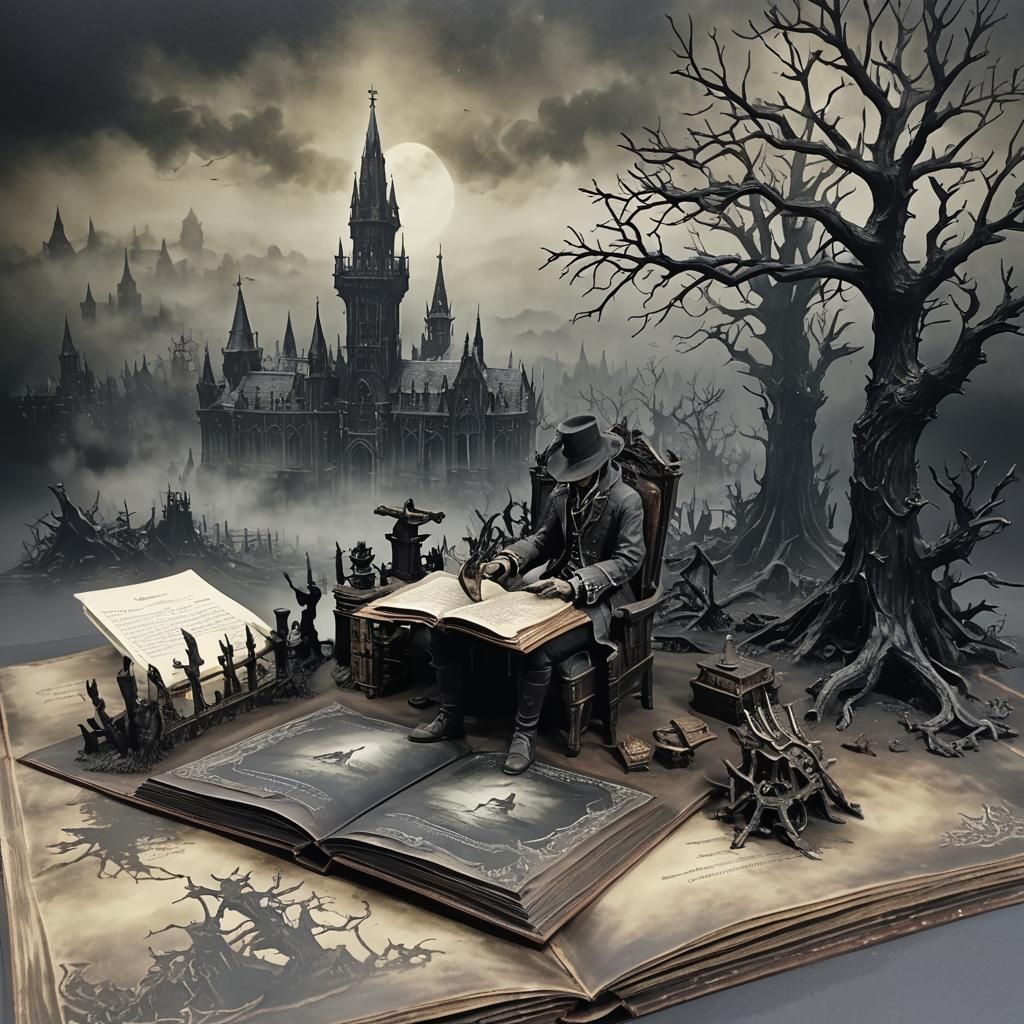 Bloodborne Scene as Pop-Up Book