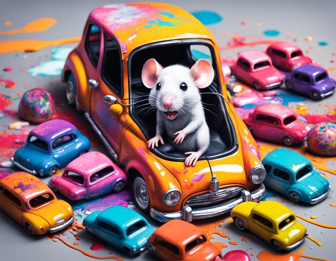 Mouse in Car: Graffiti Splash Art