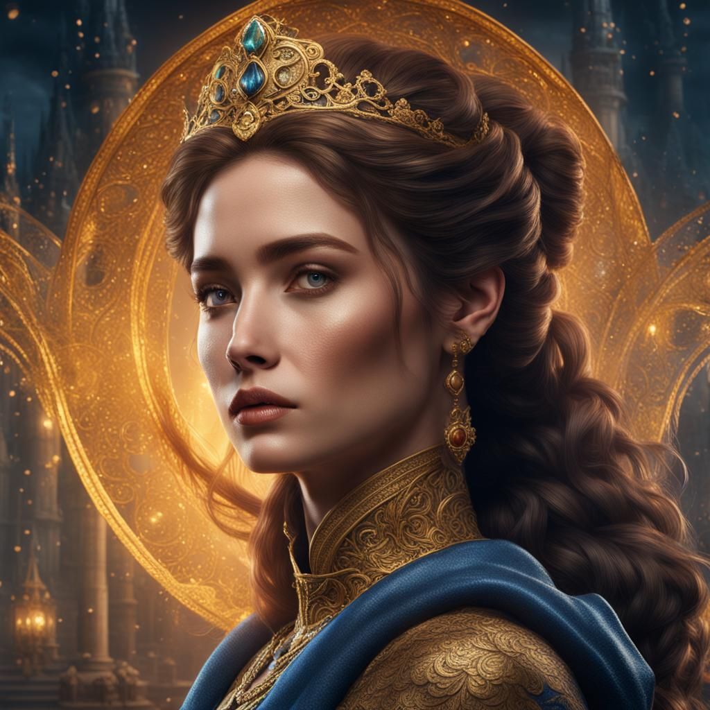 Realistic Portrait of a Beautiful Woman in Matte Painting