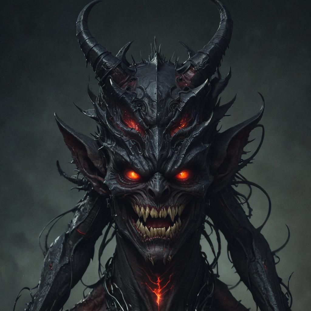 Cyberpunk Demon in Neon Cityscape