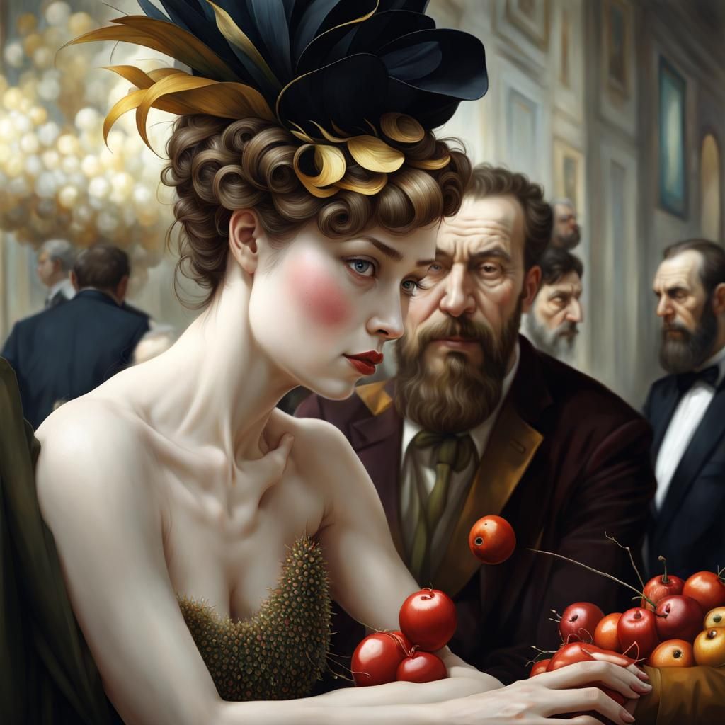 Intense Interaction: A Hyperreal Painting in Mixed Styles