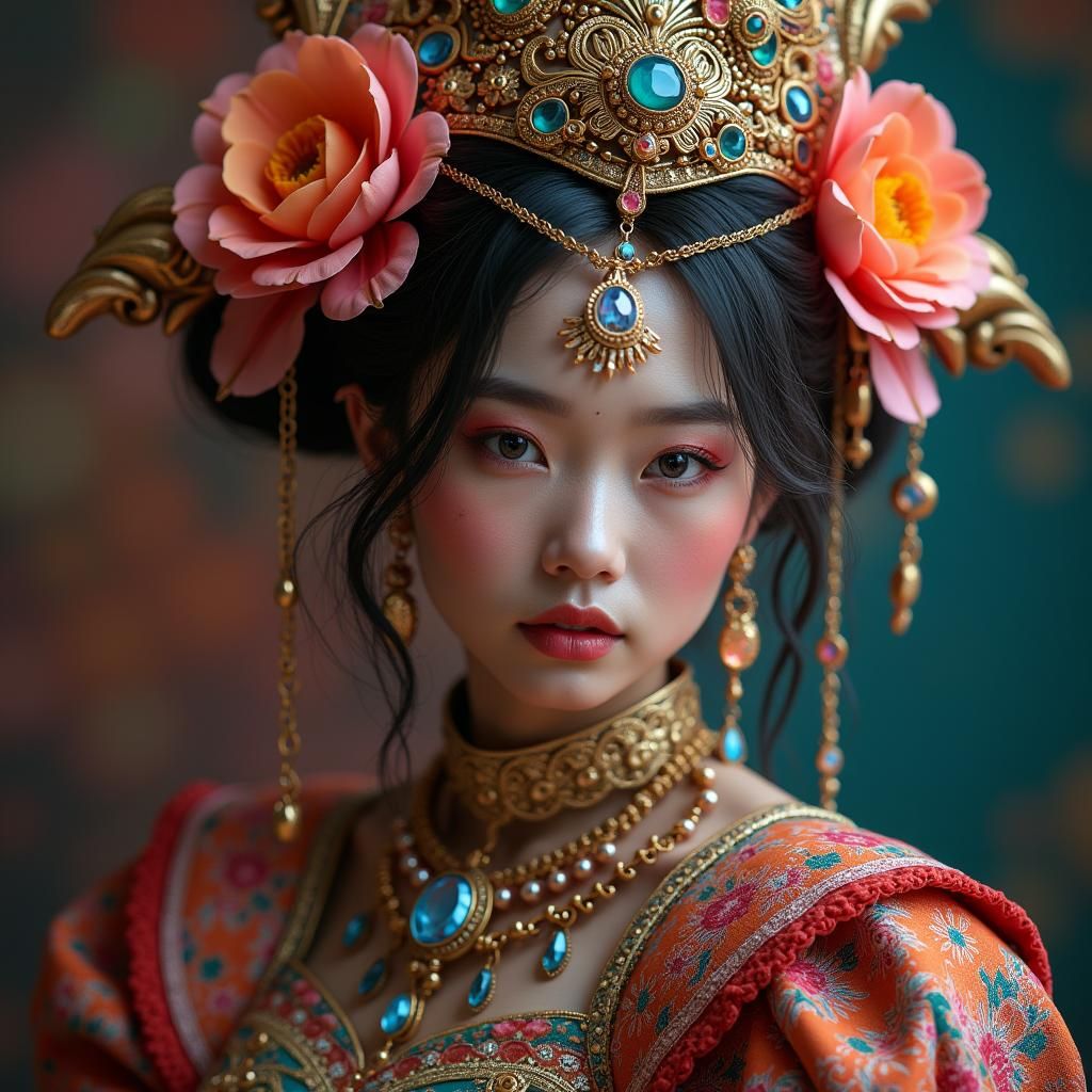 Beautiful Woman in Futuristic Attire: 8K Portrait