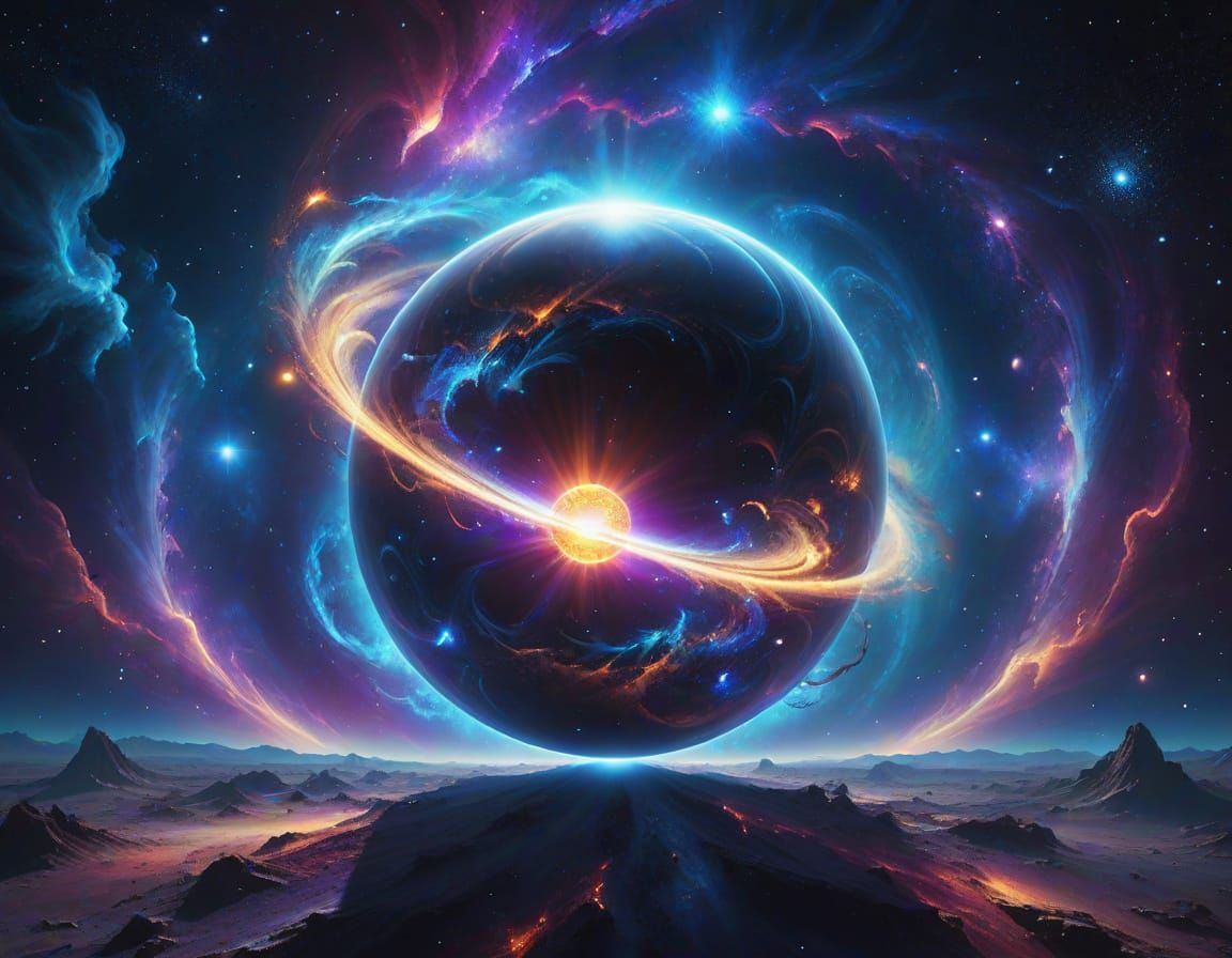 Surreal Luminous Orb in Ethereal Digital Abstract