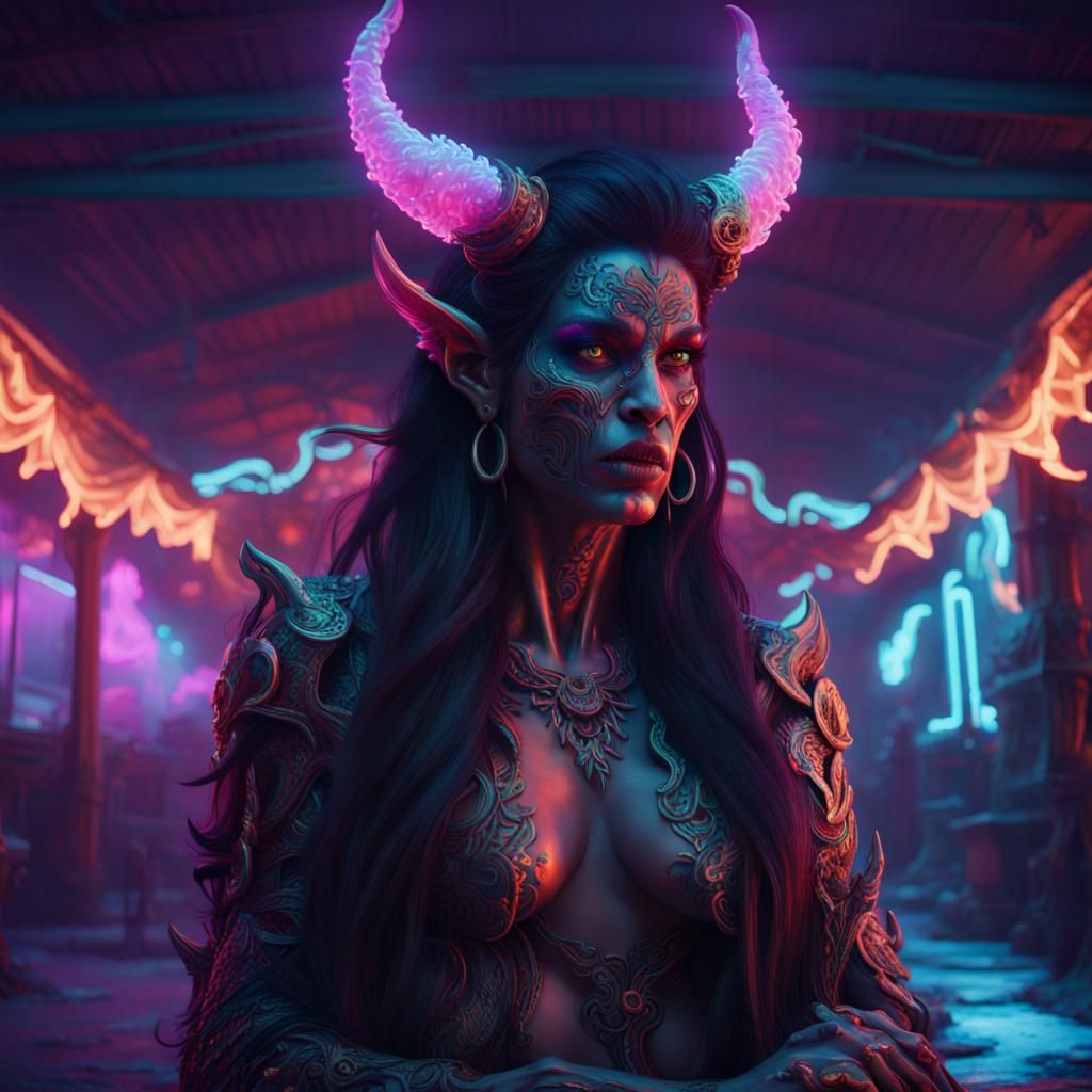 Intricate Demon Smoking in Trailer Park