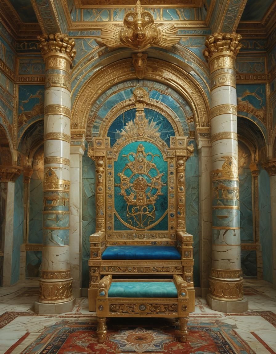 Ornate Castle Throne Room in Minoan Style