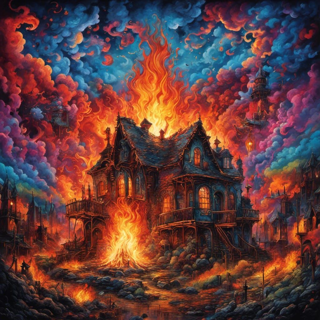 High Gothic Bonfire in Tim Burton Style