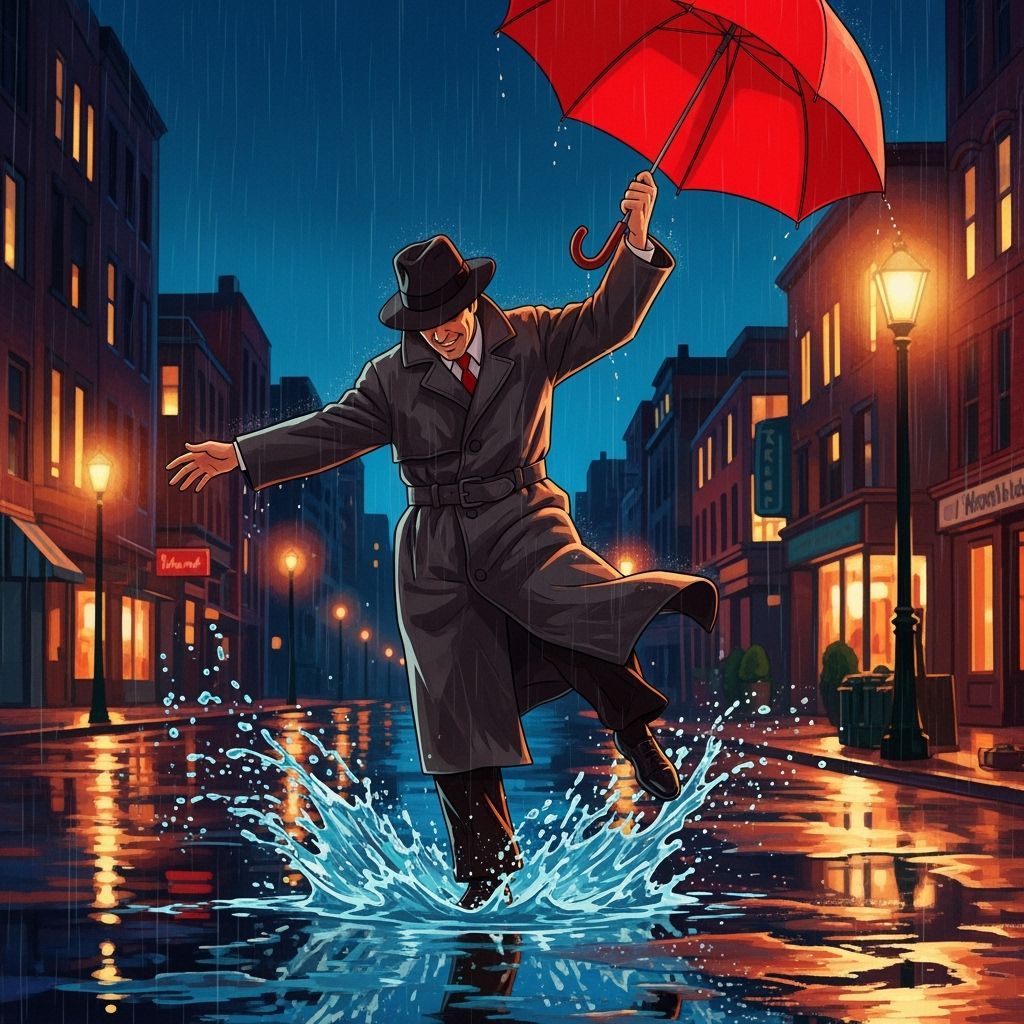 Dancing in the Rain: A Whimsical and Nostalgic Scene