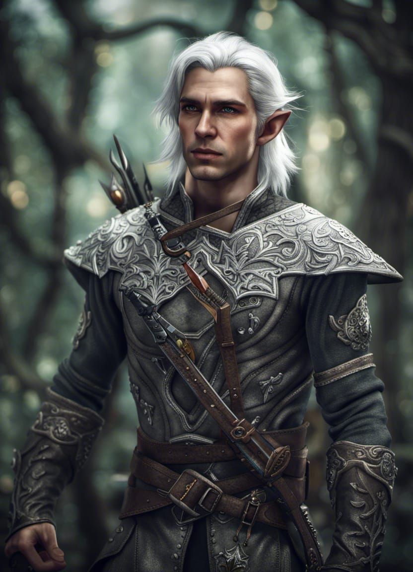 Ethereal Elven Ranger in a Misty Forest