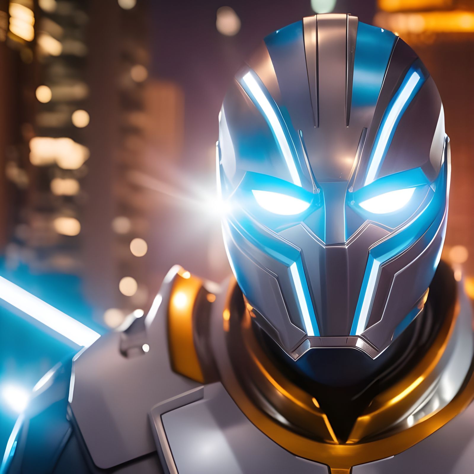 Hyper Realistic Superhero in Blue Suit