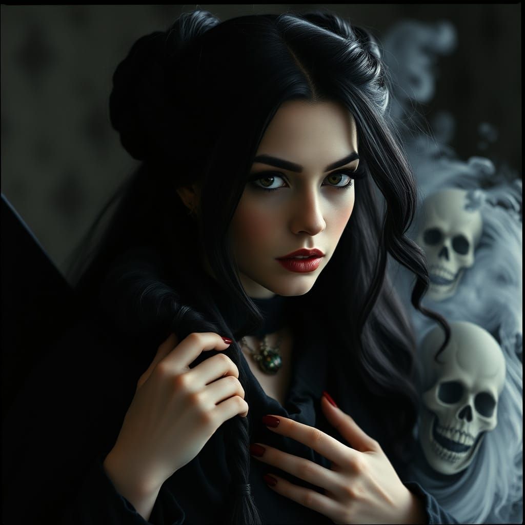 Enchantress Conjuring Dark Magic, Cinematic Style