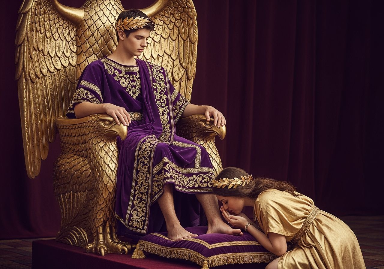 Roman Emperor on Eagle Throne in Leibovitz Style
