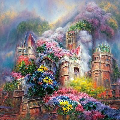 Ethereal Flower Castle in Hyperdetailed Fantasy Style