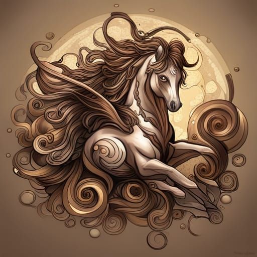 Hyperdetailed Steampunk Horse in Brown Tones