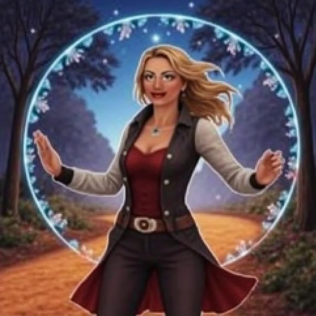 Time Traveling Woman in Futuristic Style