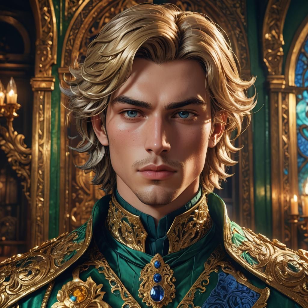 Manga-Style Duke Portrait with Ornate Details