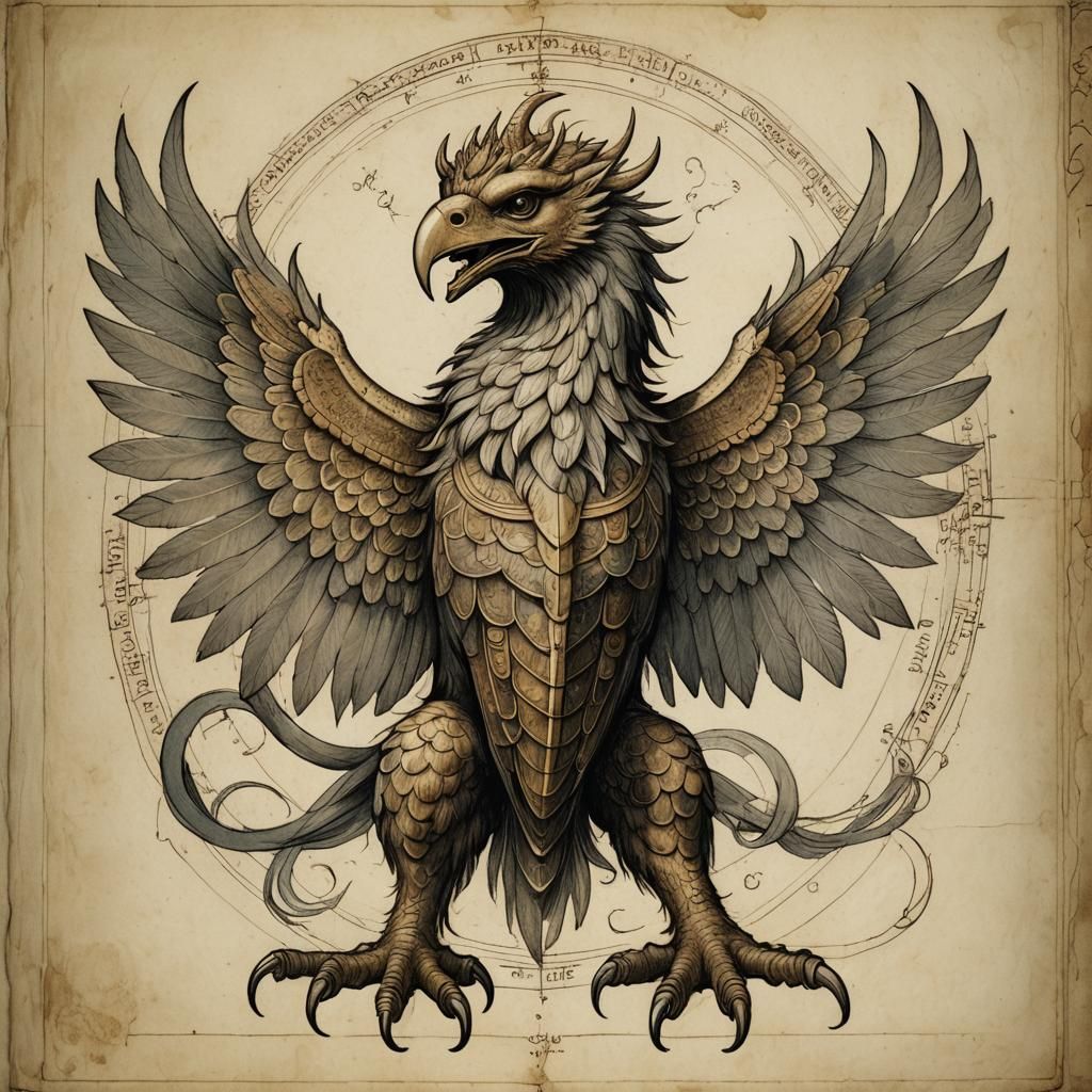 Garuda in Da Vinci Style Bestiary