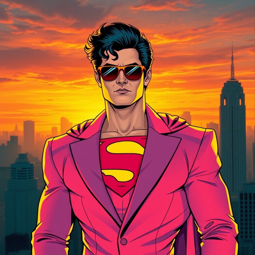 Superman in Pastel Suit, Nagel-esque Illustration
