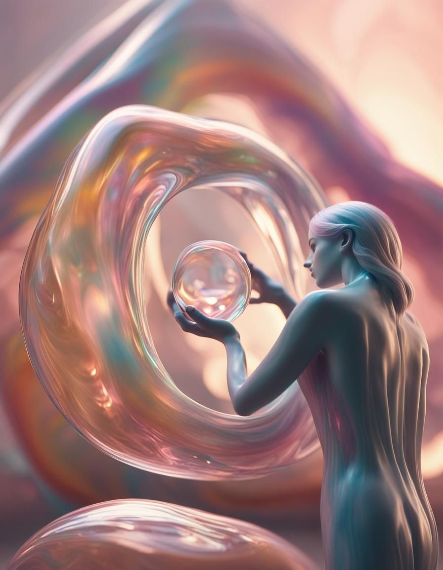 Ethereal Glass Figurine in Pastel Surrealism
