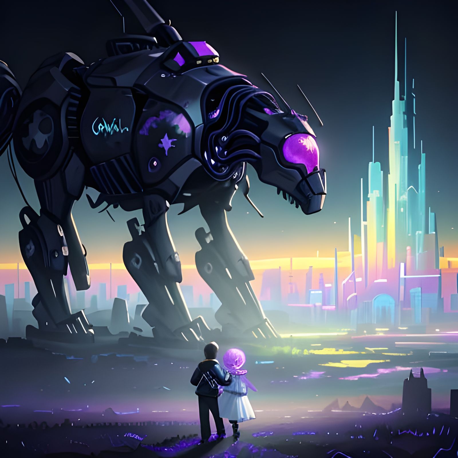 Ethereal Moonscape in Gothic Synthwave Style