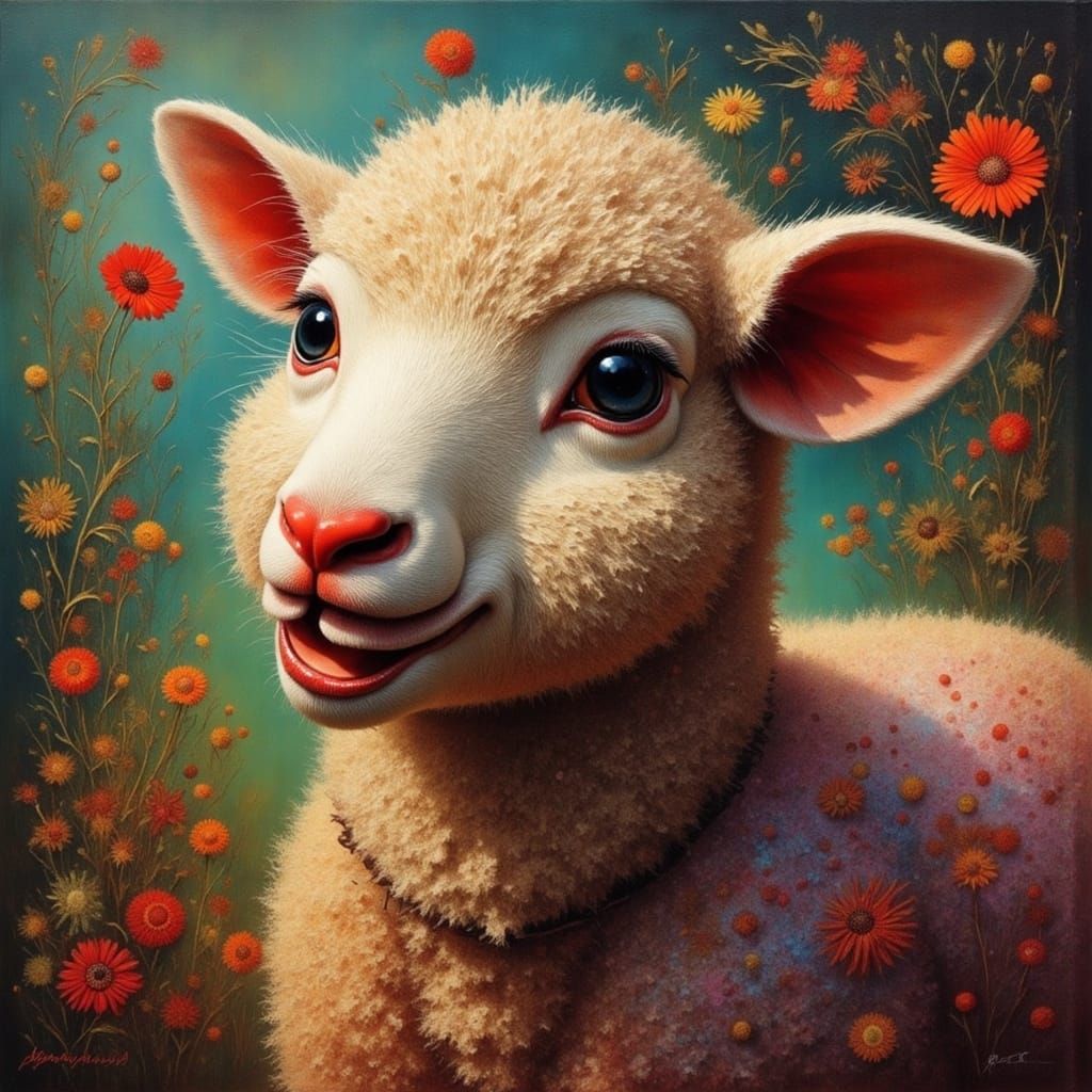 Hyperrealistic Happy Lamb in Photorealistic Style